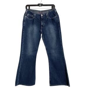 Silver Jeans Denim Wide Leg Boot Cut Womens 31 x 29 Darker Blue Mid Rise